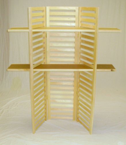 Three panel display unit , 3 section unit 58&#034; tall - (2) shelves folds flat for sale