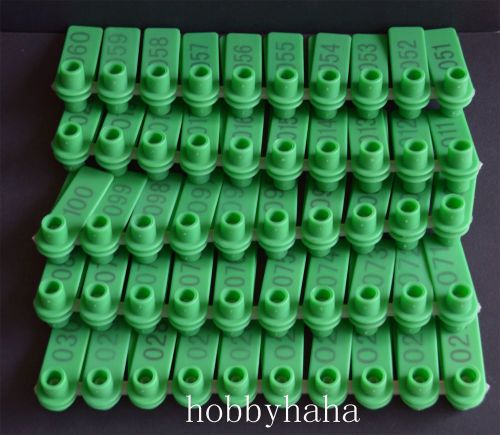 100sets NEW Green Sheep Goat Ear Tag  Lable Identification  With Number Eartag