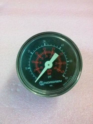 Norgren 0-60 psi 0-4.0 bar 0.40 mpa rear connect pressure gauge for sale