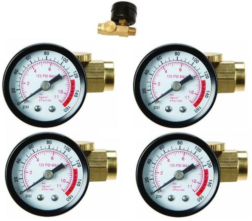 4 pc inline air pressure regulator with gauge solid brass construction 160 psi for sale