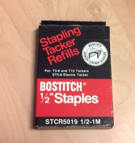 Lot of 10 Boxes of BOSTITCH STCR50191/2-1M 1/2&#034;  PowerCrown Staples 5000 Per Box