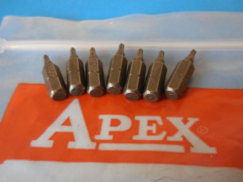 7 NEW APEX 440-TX-08 INSERT BITS T8 TORX HEAD X 1/4&#034; HEX SHANK X 1&#034; LONG