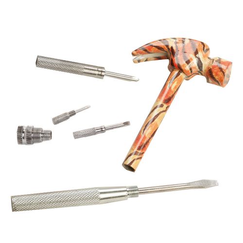 Womens Acrylic Tiger Safari Animal Print Utility Hammer w/ Screwdriver Tool