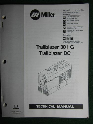 Miller welder trailblazer 301 g dc service shop manual parts electrical lb159073 for sale