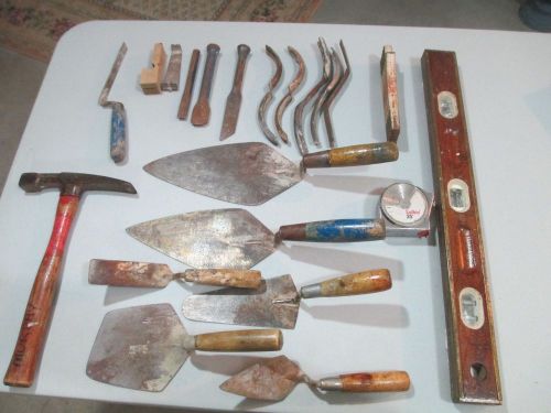20 pc mason trowel set tool, brick hammer, rose trowels, american level for sale