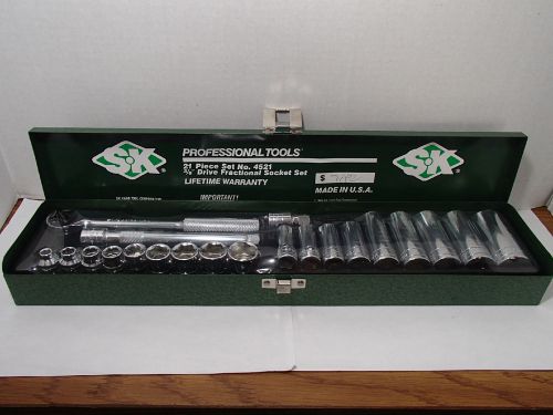 New sk tools 4521 21 piece 3/8 drive 6 point standard socket set usa hand tool for sale