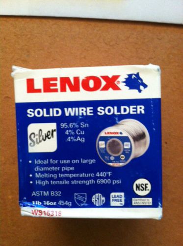 *1* lenox  1lb lead free  solid wire solder with silver for sale