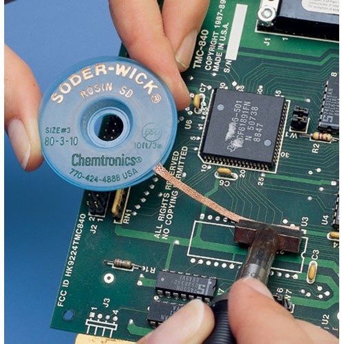 Chemtronics 80-3-10 SODER-WICK Rosin Desoldering Braid, .080&#034;x10&#039; ESD Safe Spool