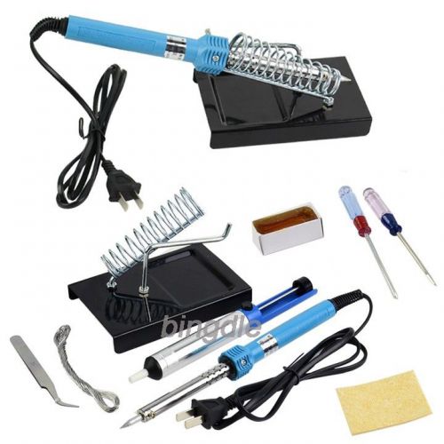 9 in1 DIY Electric Solder Starter Tool Kit Set Iron zx 200V Stand Desolder Pump