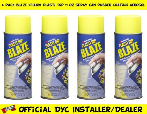 4 Pack Blaze Yellow Plasti Dip 11oz Spray Can Rubber Coating Aerosol For Car Rim