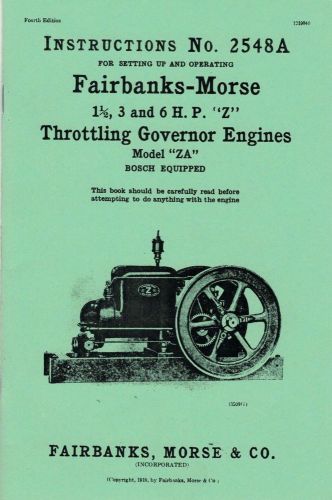 Fairbanks Morse Model ZA 1 1/2 3 6 HP Z Throttle Instruction Book Manual 2548A
