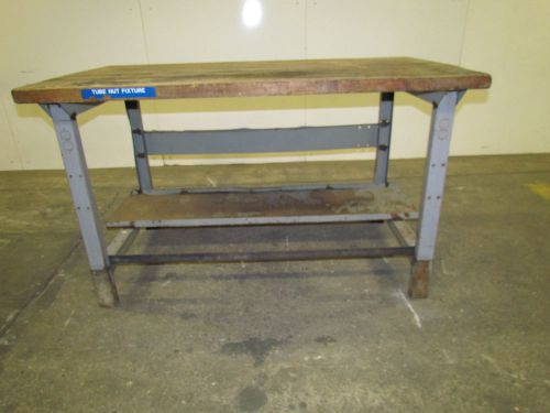 Indsutrial Butcher Block Workbench Table Gray Welded Steel Frame 60x34x36&#034;