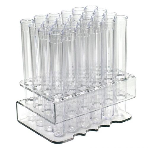Test Tube Rack with 24 Clear 6&#034; Test Tube Shot Glass and Caps
