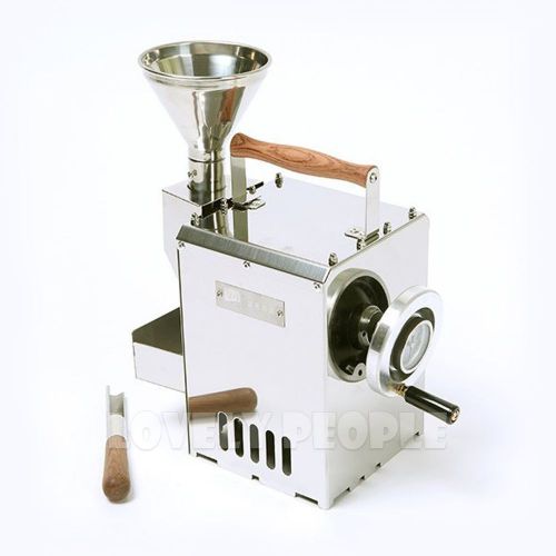 [kaldi] home coffee bean roaster hand operated full set w/ hopper, scoop / new for sale