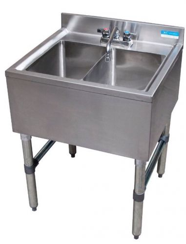 Stainless Steel 24&#034; X 18&#034; Under Bar Sink Two (2) Compartment with Faucet