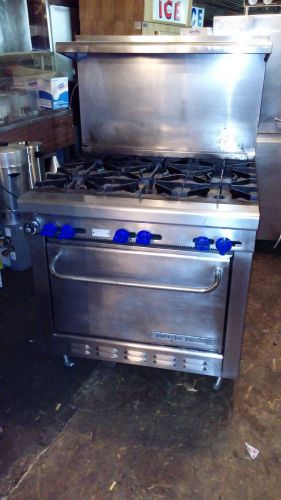 36&#034; Commercial Montague Grizzly Nat. Gas 6 Burner Range w/ Oven Stainless Steel