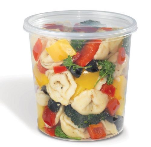 24 oz Clear Round Deli Container with Lid 250 containers and 250 matching lids