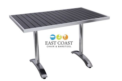 New 30&#034; x 48&#034; shipyard collection outdoor black poly lumber table top with base for sale