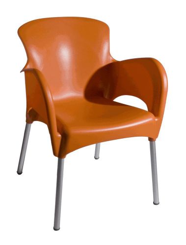 New Lola Commercial Stacking Aluminum / Resin Outdoor Dining Chair - Orange