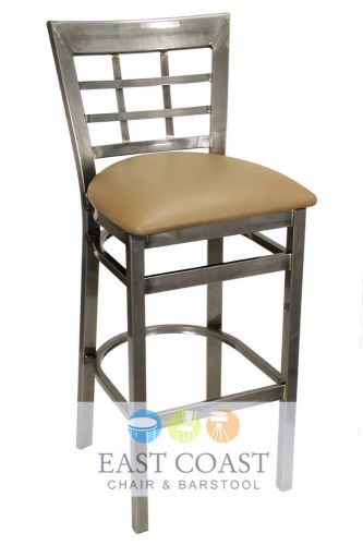 New gladiator clear coat window pane metal bar stool with tan vinyl seat for sale