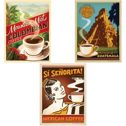 Colombian Mexican Guatemalan Coffee Wall Decal Set 12 x 16 in.