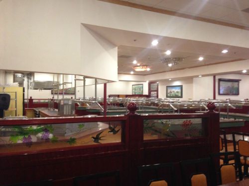 RESTAURANT - BUFFET DINING PARTITIONS - WOOD AND DECORATIVE GLASS &amp; WALL ART