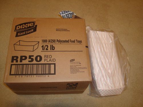 DIXIE RED PLAID 1000 POLYCOATED FOOD TRAYS FULL CASE NEW