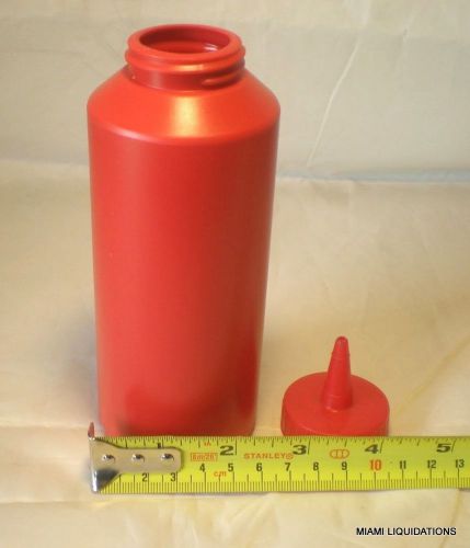 LOT OF 6 Traex 2812-12 Squeeze Bottle Dispenser w/Flowcut Top 12oz Red Plastic
