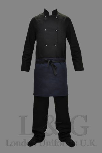Professional navy blue chef waitress bar bistro cafe waist short apron l&amp;g londo for sale