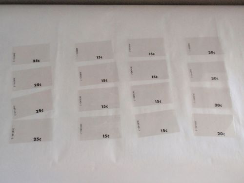 LOT OF 16 VINTAGE VENDING MACHINE CLEAR PRICE PLASTIC SIGN PLATES 36840-2, -1, 3