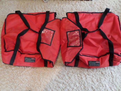 2 RUBBERMAID PRO SERVE RED INSULATED COMMERCIAL PIZZA CARRIER DELIVERY BAGS