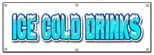 72&#034; ICE COLD DRINKS BANNER SIGN drink stand beer iced cola lemonade soda water