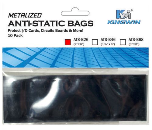 Kingwin ats-b68 anti-static bag 6inx 8in, 10pcs/bag, (for 3.5in hdd) for sale