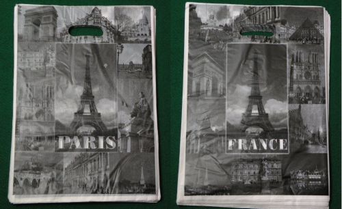 9.75&#034;x13&#034; 100 pc PARIS Scenic Tour Fashion Poly/Plastic Retail Shopping Gift Bag