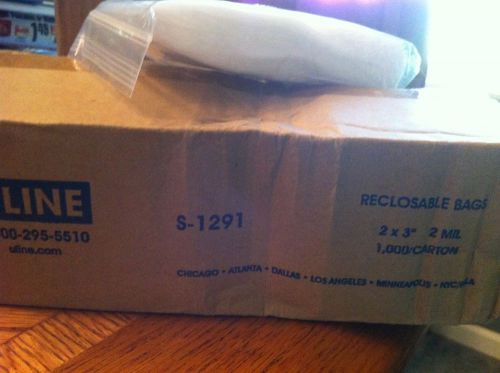 Uline S-1291 Reclosable Bags 2 x 3 2&#034;x3&#034; 2mil Box of 900 out of 1000 bags U-line