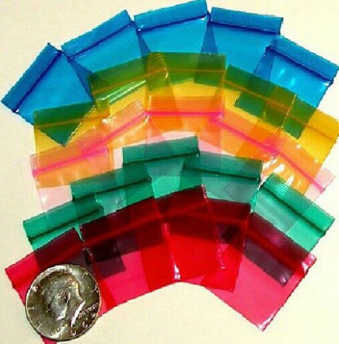 200 Rainbow Color Baggies 1.25 x 1 inch Mini Ziplock Bags 12510