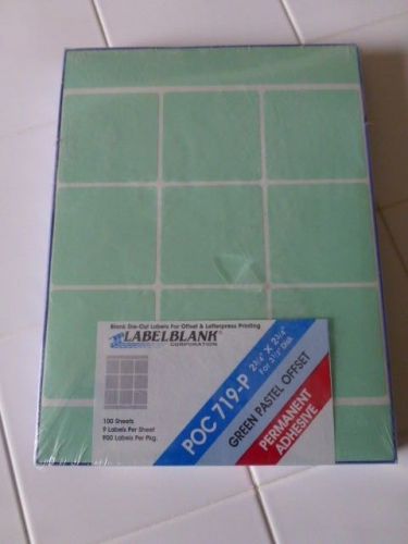 LABELBLANK- GREEN PASTEL OFFSET PERMANENT ADHESIVE LABELS-STOCK NO.-POC719-P