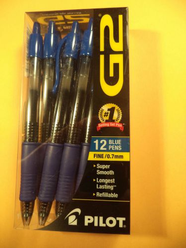 12 PILOT G2 BLUE FINE 0.7 ROLLERBALL PENS free shipping retail package 31137
