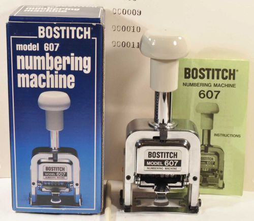 BOSTITCH Model 607 Numbering Machine With Box, Stylus and Instructions Excellent