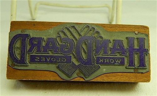 VINTAGE ADVERTISING PRINTERS BLOCK HAND GARD WORK GLOVES