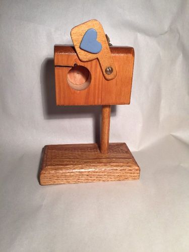 hand made custom wood mailbox stamp dispenser lift lever to insert postage stamp
