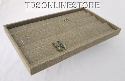 Earring Storage/Display Tray With 90 Slot Burlap Insert And Burlap Tray