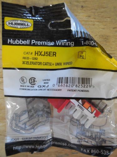 Hubbell hxj5er red gx2 xcelerator cat5e+ universal wired jack nib for sale