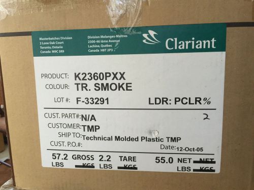 Clariant Translucent Smoke Colorant (K2360PXX), New 55 lb. box.