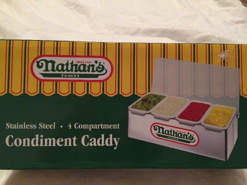 Nathan&#039;s Famous Condiment Caddy NIB, Stainless Steel, 4 Compartment