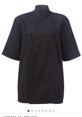 Newshine Unisex Montgomery Classic Short Sleeve Chef Coat Black  White