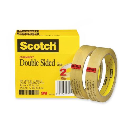 Scotch Double-sided Tape - 0.75&#034; Width X 36 Yd Length - 3&#034; Core - (6652p3436)