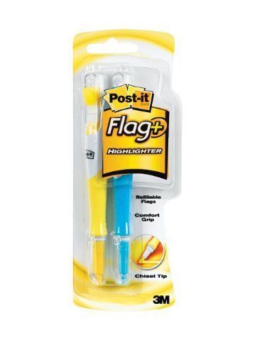 Post-It Flag+ Highlighters, Chisel Tip, Assorted, 2/Pack