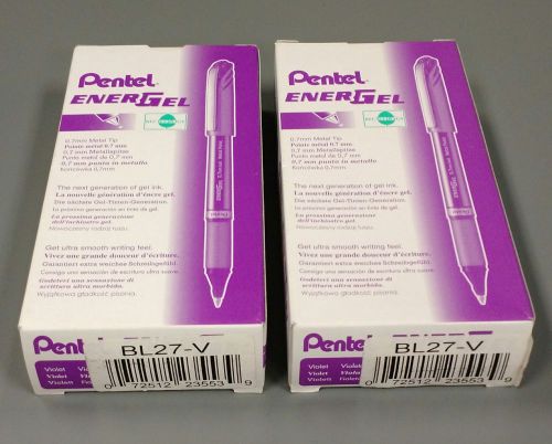 24 Pentel Energel NV Liquid Gel Pens, BL27-V 0.7mm tip VIOLET - 2 Boxes of 12