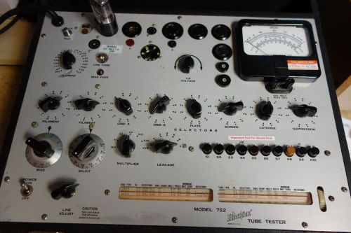 HICKOK MODEL 752 DYNAMIC MUTUAL CONDUCTANCE VACUUM TUBE TESTER CALIBRATED 5/14